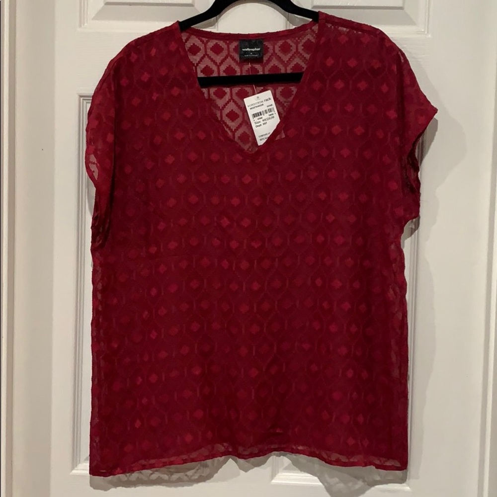NWT Wallpapher Sheer Chiffon Geometric Shirt
